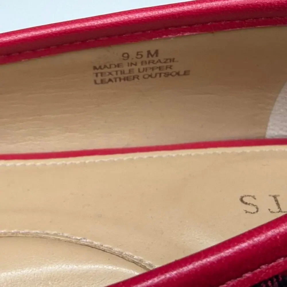 Talbots Red Plaid Ballet Flats Quilted Toe Cap Bow Flats Women’s‎ Size 9.5